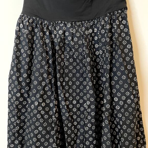 J.Crew Strapless Mixy Dress Maxi Block Print Floral Vacation CJ392 Black Large - Picture 10 of 15